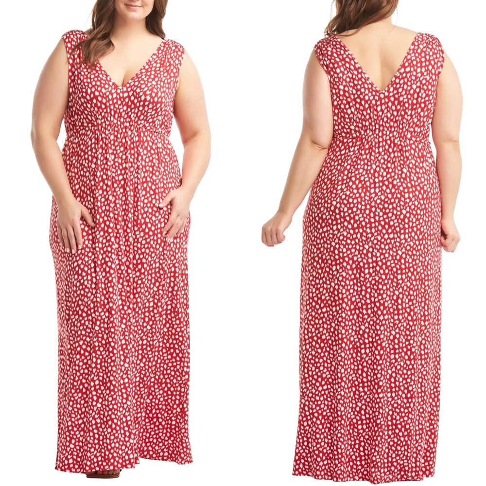 Lemon Tart Red and White Print Jersey Maxi Dress